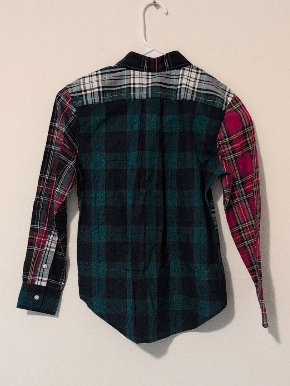 Polo by Ralph Lauren Red, Green, White Plaid Patchwork Button-Down Shirt